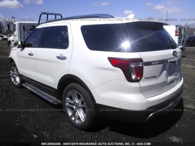 1FM5K8F83GGB02840 - 2016 FORD EXPLORER LIMITED WHITE photo 3