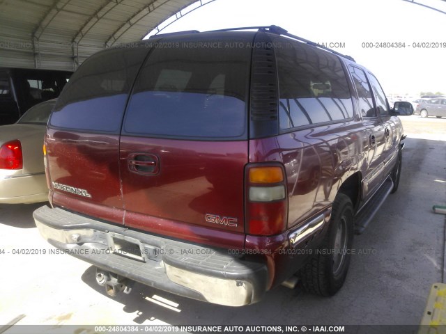 1GKFK16T91J298043 - 2001 GMC YUKON XL K1500 MAROON photo 4