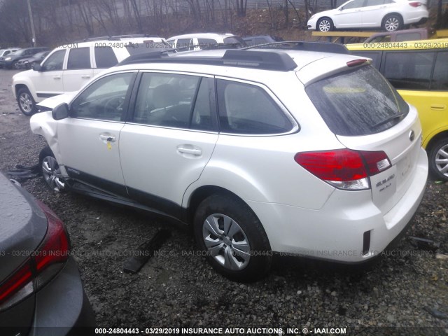 4S4BRBAC4B3394554 - 2011 SUBARU OUTBACK 2.5I WHITE photo 3