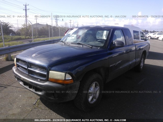 1B7FL22P91S224588 - 2001 DODGE DAKOTA BLUE photo 2