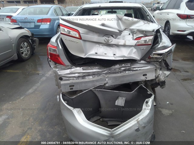 4T1BF1FK6CU196721 - 2012 TOYOTA CAMRY SE/LE/XLE SILVER photo 6