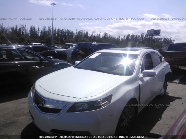 19UUA8F37EA000322 - 2014 ACURA TL SE WHITE photo 2