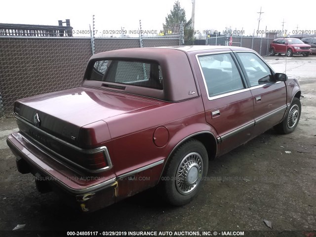 1B3XC56R2PD156862 - 1993 DODGE DYNASTY LE MAROON photo 4