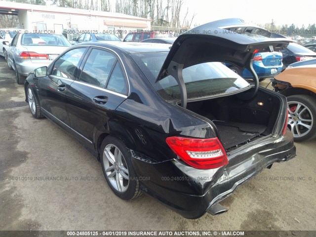 WDDGF4HB4CA643269 - 2012 MERCEDES-BENZ C 250 BLACK photo 3