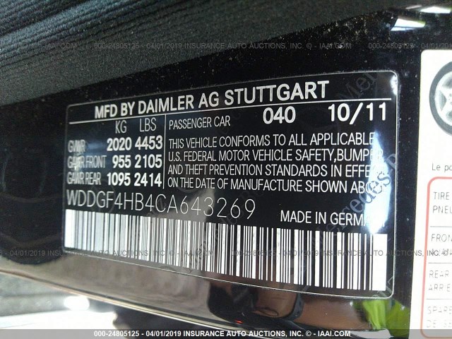 WDDGF4HB4CA643269 - 2012 MERCEDES-BENZ C 250 BLACK photo 9