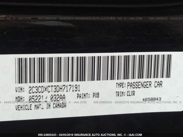 2C3CDXCT3DH717191 - 2013 DODGE CHARGER R/T BLACK photo 9