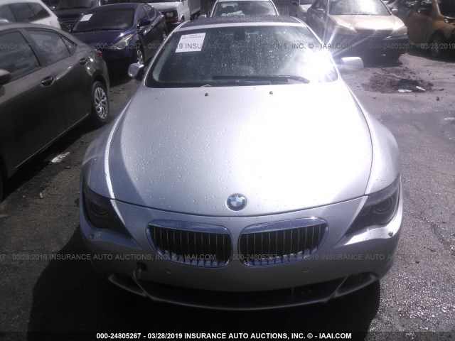 WBAEH13476CR51206 - 2006 BMW 650 I SILVER photo 6