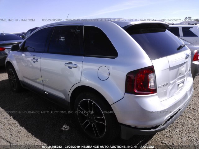 2FMDK3J95DBB14683 - 2013 FORD EDGE SEL SILVER photo 3