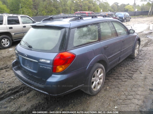 4S4BP61C666308954 - 2006 SUBARU LEGACY OUTBACK 2.5I BLUE photo 4