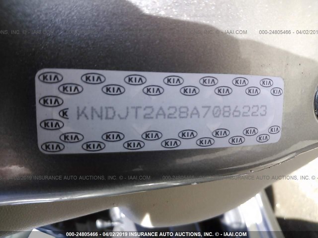 KNDJT2A28A7086223 - 2010 KIA SOUL +/!/SPORT GRAY photo 9