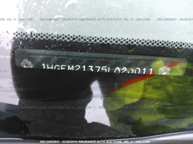 1HGEM21375L020011 - 2005 HONDA CIVIC DX VP BLACK photo 9