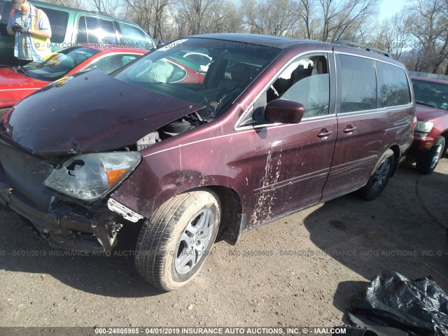 5FNRL38627B410674 - 2007 HONDA ODYSSEY EXL RED photo 2