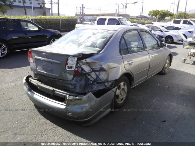 JHMES95694S001383 - 2004 HONDA CIVIC HYBRID GRAY photo 4