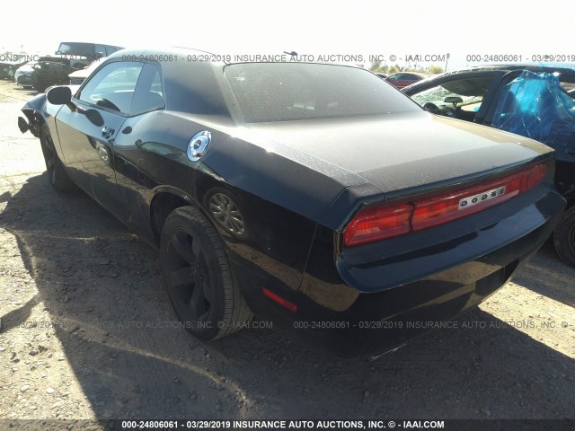 2C3CDYAG8CH130544 - 2012 DODGE CHALLENGER SXT BLACK photo 3