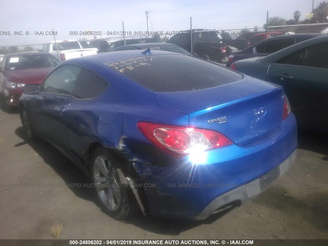 KMHHT6KD8BU053873 - 2011 HYUNDAI GENESIS COUPE 2.0T BLUE photo 3