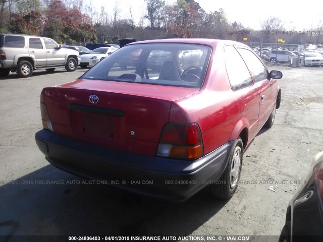 JT2AC52L8T0179658 - 1996 TOYOTA TERCEL STD/DX RED photo 4