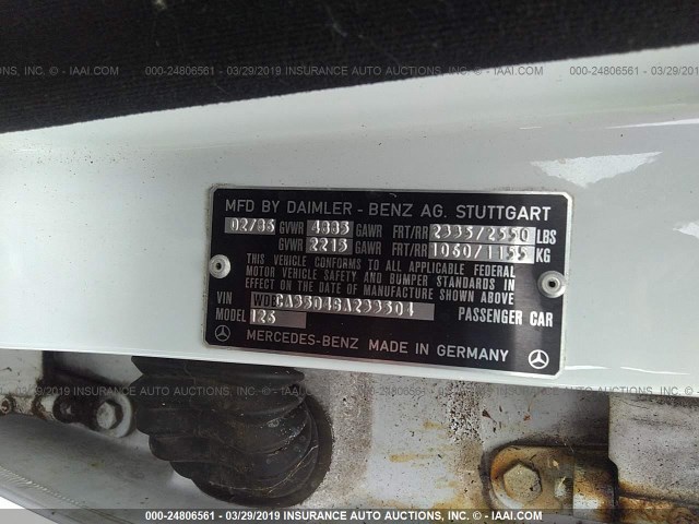 WDBCA35D4GA233504 - 1986 MERCEDES-BENZ 420 SEL WHITE photo 9