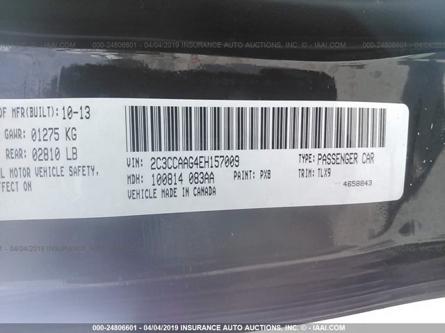 2C3CCAAG4EH157009 - 2014 CHRYSLER 300 BLACK photo 9