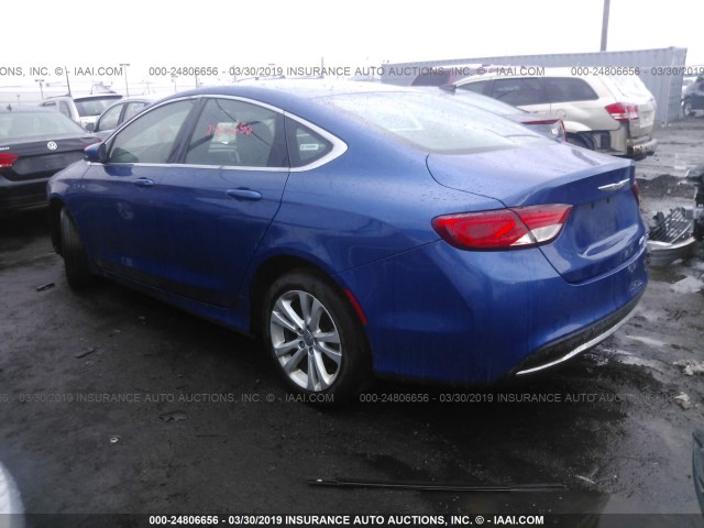 1C3CCCAB3FN575344 - 2015 CHRYSLER 200 LIMITED BLUE photo 3