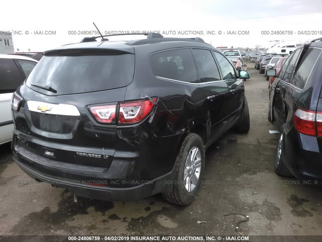 1GNKVJKD6DJ232741 - 2013 CHEVROLET TRAVERSE LT BLACK photo 4