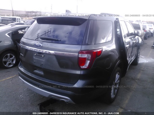 1FM5K7F86HGC55496 - 2017 FORD EXPLORER LIMITED GRAY photo 4