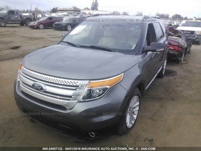 1FM5K7D84EGA69860 - 2014 FORD EXPLORER XLT GRAY photo 2