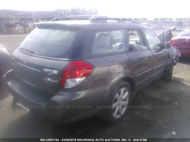 4S4BP61C187323990 - 2008 SUBARU OUTBACK 2.5I BROWN photo 4