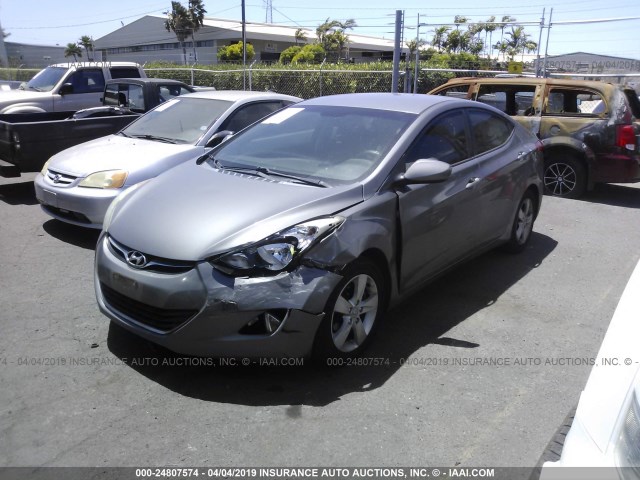 5NPDH4AE0CH141041 - 2012 HYUNDAI ELANTRA GLS/LIMITED GRAY photo 2