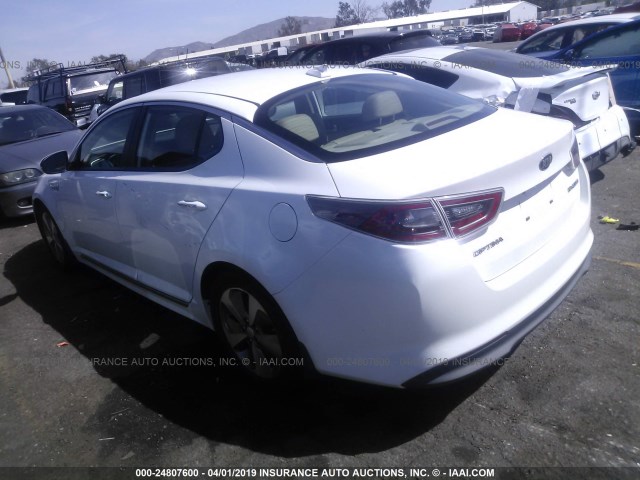 KNAGN4AD4E5074943 - 2014 KIA OPTIMA HYBRID WHITE photo 3