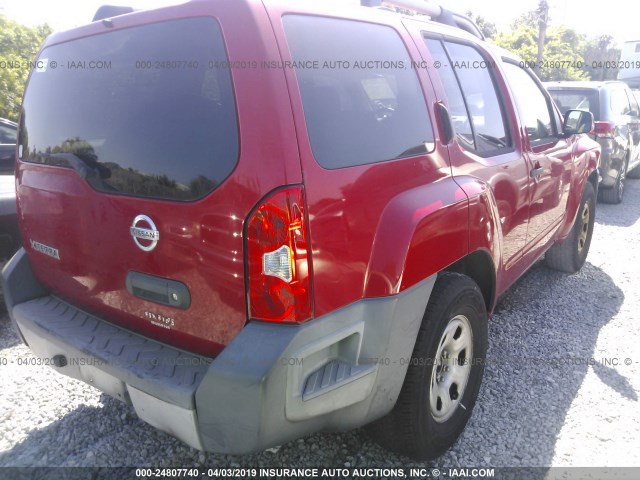5N1AN08UX9C513115 - 2009 NISSAN XTERRA OFF ROAD/S/SE RED photo 4