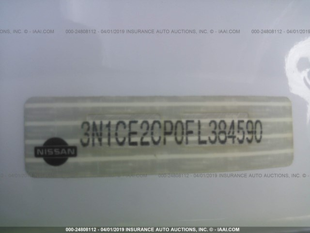 3N1CE2CP0FL384590 - 2015 NISSAN VERSA NOTE S/S PLUS/SV/SL/SR WHITE photo 9