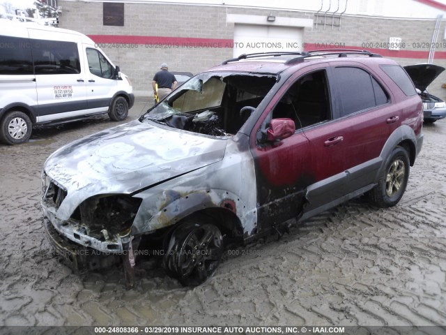 KNDJC733945225892 - 2004 KIA SORENTO EX/LX BURGUNDY photo 2