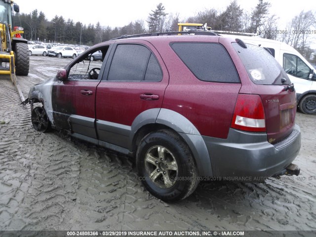 KNDJC733945225892 - 2004 KIA SORENTO EX/LX BURGUNDY photo 3