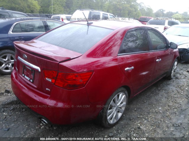 KNAFW4A33D5685156 - 2013 KIA FORTE SX RED photo 4