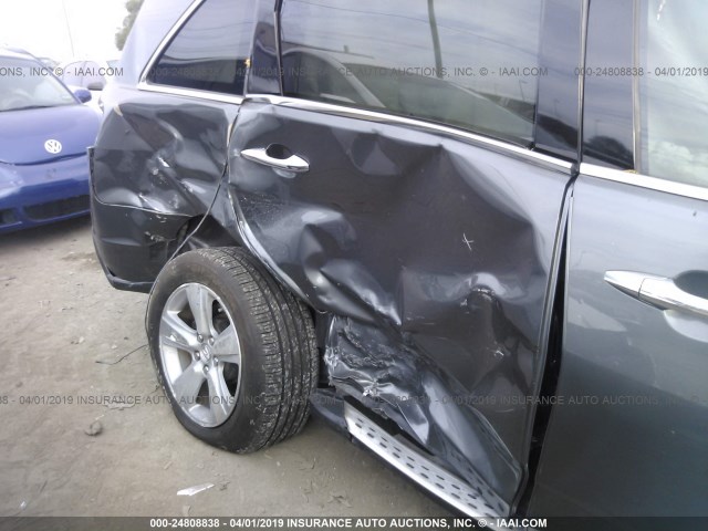 2HNYD2H23AH503859 - 2010 ACURA MDX GRAY photo 6