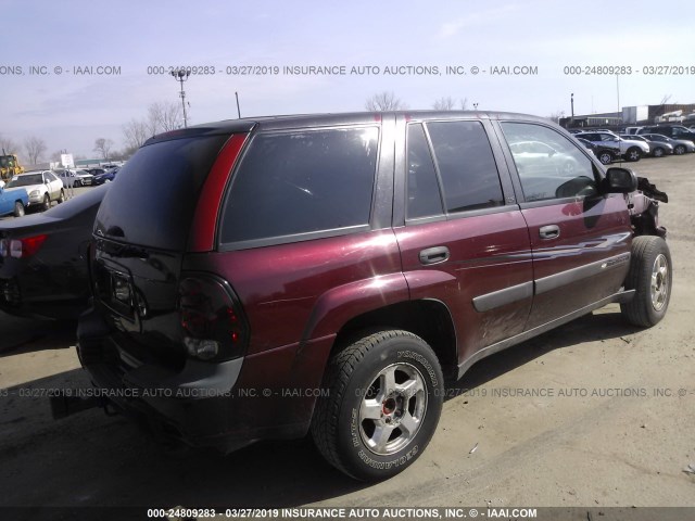 1GNDS13SX42309104 - 2004 CHEVROLET TRAILBLAZER LS/LT BURGUNDY photo 4