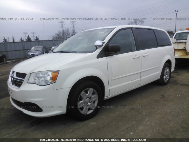 2C4RDGBG5CR373981 - 2012 DODGE GRAND CARAVAN SE WHITE photo 2