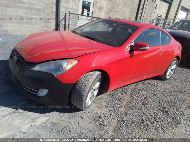 KMHHU6KH6AU014536 - 2010 HYUNDAI GENESIS COUPE 3.8L RED photo 2