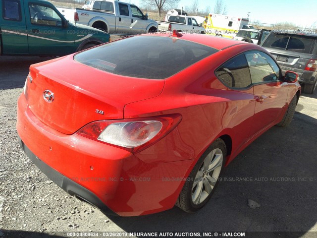 KMHHU6KH6AU014536 - 2010 HYUNDAI GENESIS COUPE 3.8L RED photo 4