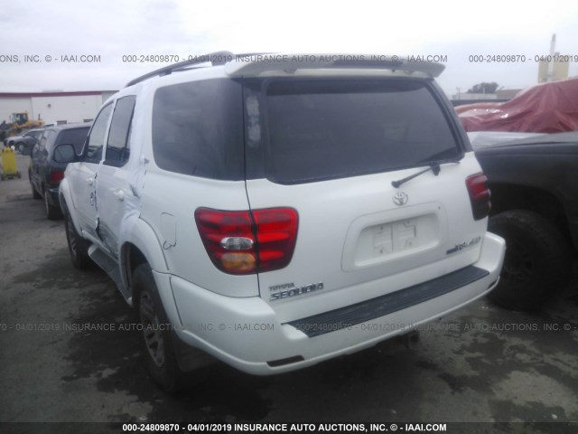 5TDBT48A23S167305 - 2003 TOYOTA SEQUOIA LIMITED WHITE photo 3