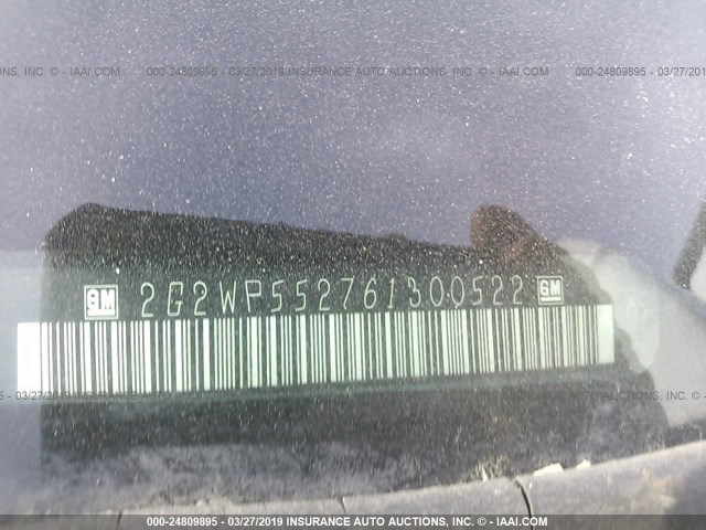 2G2WP552761300522 - 2006 PONTIAC GRAND PRIX BLUE photo 9