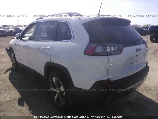 1C4PJLDB0KD392157 - 2019 JEEP CHEROKEE LIMITED WHITE photo 3