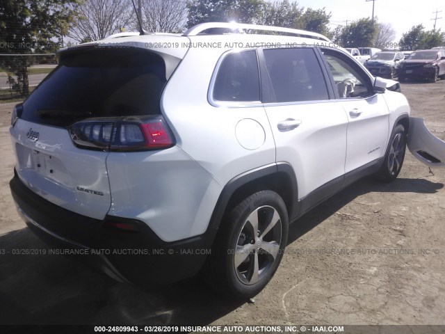 1C4PJLDB0KD392157 - 2019 JEEP CHEROKEE LIMITED WHITE photo 4