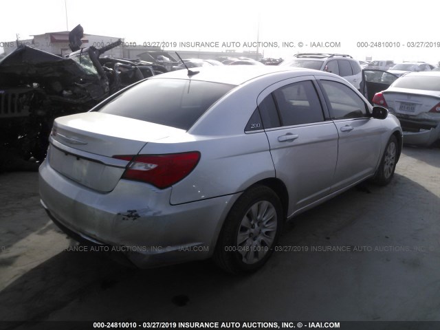 1C3CCBAB1CN292186 - 2012 CHRYSLER 200 LX SILVER photo 4