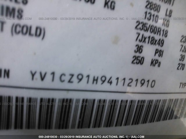 YV1CZ91H941121910 - 2004 VOLVO XC90 T6 GOLD photo 9