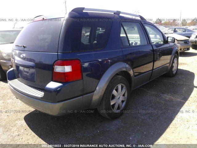 1FMZK04185GA42303 - 2005 FORD FREESTYLE SE BLUE photo 4