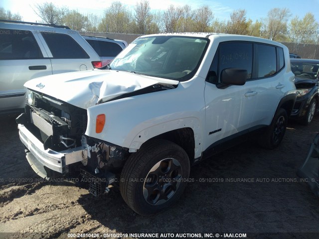 ZACCJBAT8GPD25112 - 2016 JEEP RENEGADE SPORT WHITE photo 2