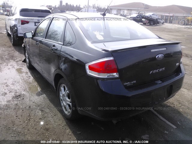 1FAHP35N88W165264 - 2008 FORD FOCUS SE/SEL/SES BLACK photo 3