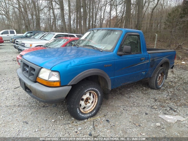 1FTYR11V5YPB38855 - 2000 FORD RANGER BLUE photo 2