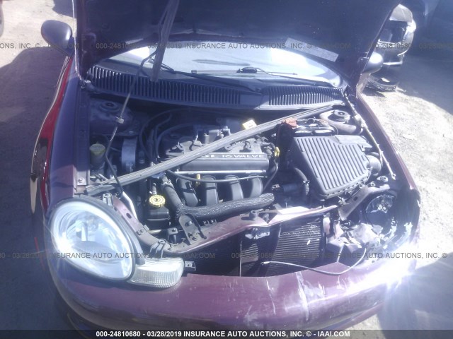 1B3ES46C41D117892 - 2001 DODGE NEON SE/ES MAROON photo 10